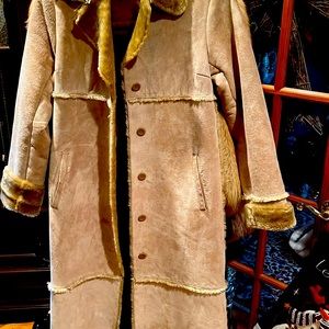 Full length leather coat.